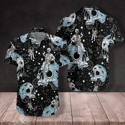Lonely Skull Planet Outta Space Pattern Hawaiian Shirt,Hawaiian Shirt Gift, Christmas Gift