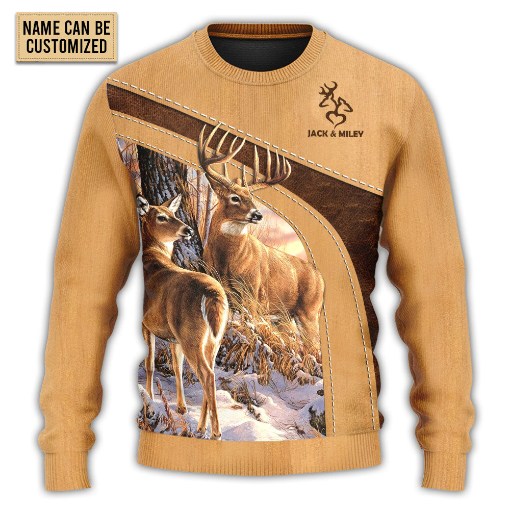 Deer Here Lives An Old Buck And His Sweet Doe Personalized Ugly Christmas Sweater, Christmas Gift, Gift Christmas 2024