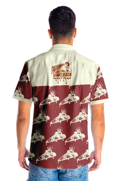 Ag Aisling Faoi Pizza Dearadh Greannmhar Léine Haváís, Bronntanas Léine Haváí, Bronntanas Nollag