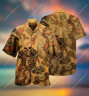 Amazing Skull Boxer Unisex Short Sleeve Shirt Ocean Aloha Shirt Tactical Hawaiian Shirt Funny Hawaiian Shirts, Christmas Gift