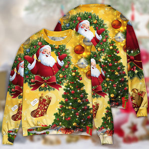 Christmas Tree Yellow Santa Claus Ugly Christmas Sweater, Christmas Gift, Gift Christmas 2024