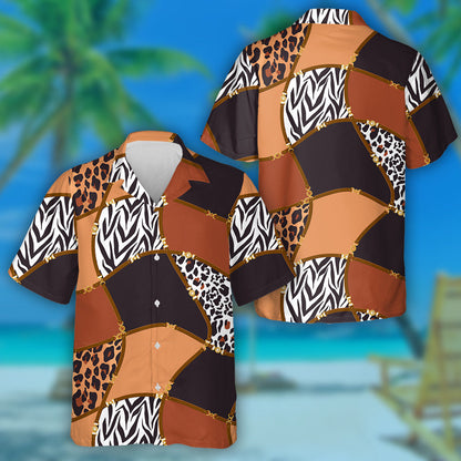 Chain With Belt And Leopard Skin Elements Hawaiian Shirt, Hawaiian Shirt Gift, Christmas Gift