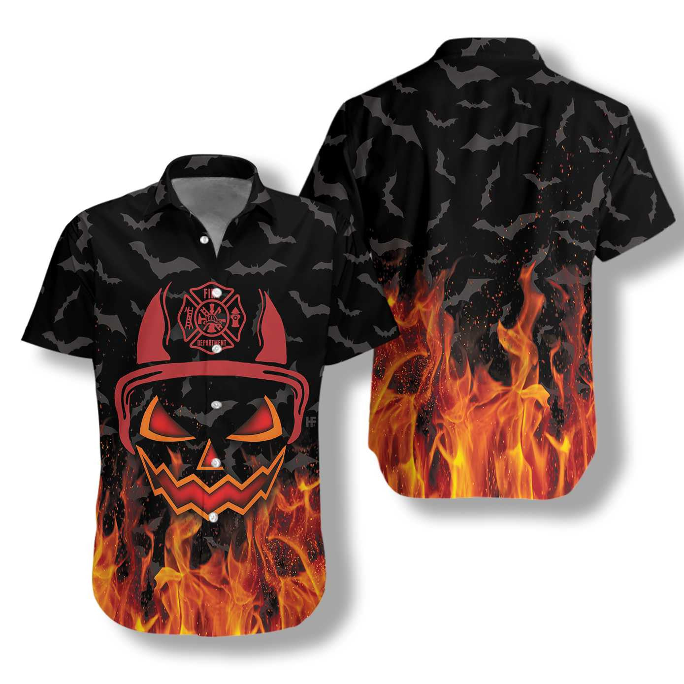 Brave And Strong Halloween Firefighter Design Hawaiian Shirt, Hawaiian For Gift