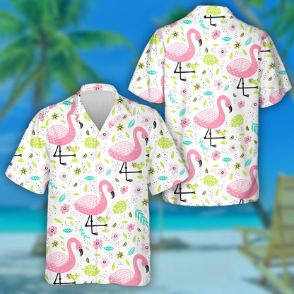 Beautiful Flamingo With Cocktail And Tropical Leaves Hawaiian Shirt, Hawaiian Shirt Gift, Christmas Gift