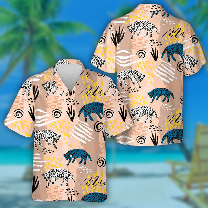 African Tribal Style Leopards And Handcrafted Hawaiian Shirt, Hawaiian For Gift