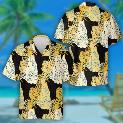 Modern Abstract Leopard On Dark Artistic Hawaiian Shirt,Hawaiian Shirt Gift, Christmas Gift