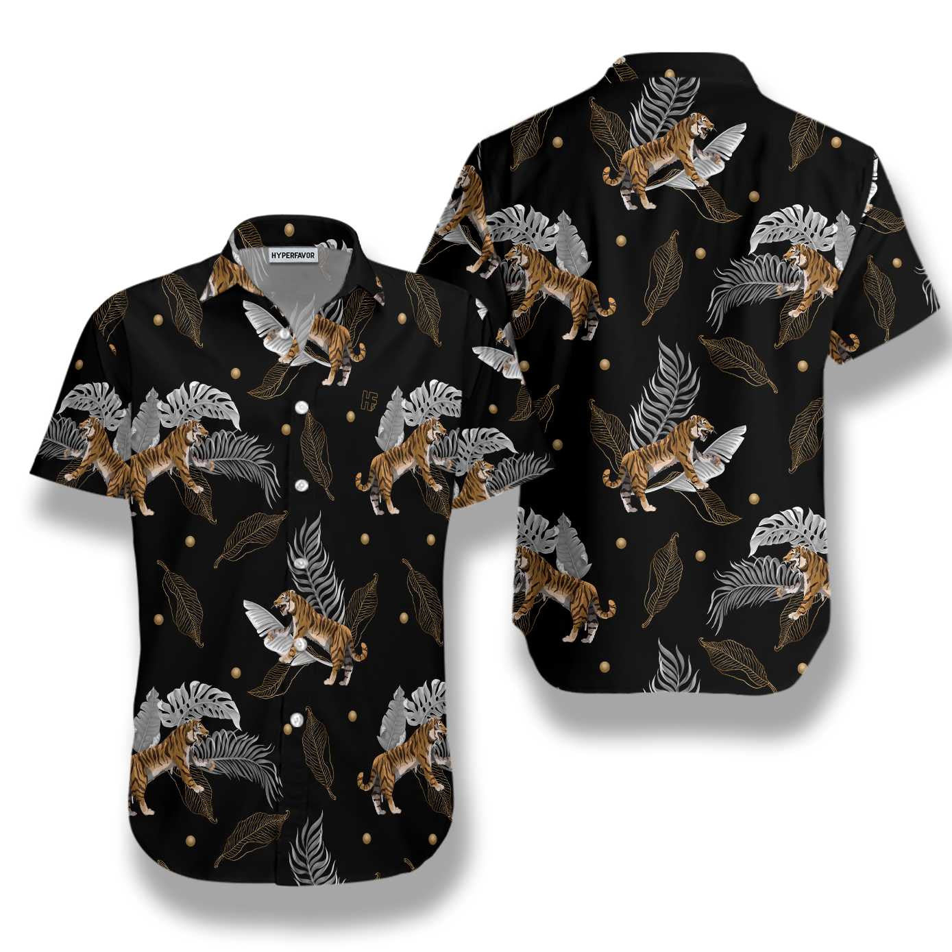 Nice Tiger With Palm Leaves Design Hawaiian Shirt,Hawaiian Shirt Gift, Christmas Gift