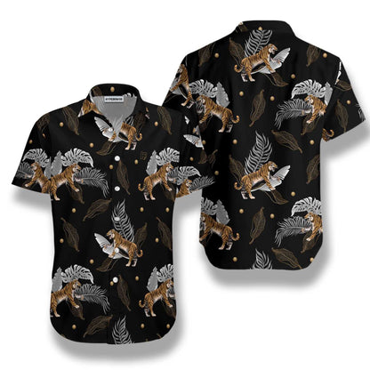 Nice Tiger With Palm Leaves Design Hawaiian Shirt,Hawaiian Shirt Gift, Christmas Gift