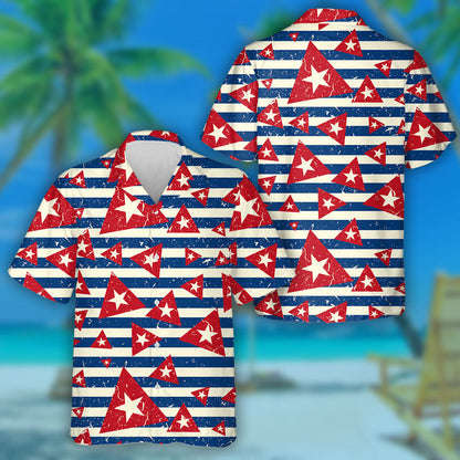 Réalta Triantán Spreagtha Monacrómach Dubh Gorm Bán Léine Haváí Stráice, Bronntanas Léine Haváís, Bronntanas Nollag