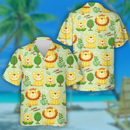 Lion Family With Trees And Plants Hawaiian Shirt, Hawaiian For Gift