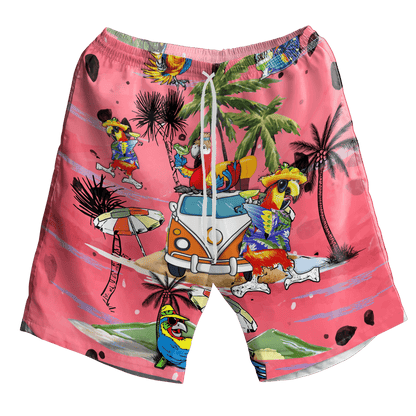 Parrot Beach On Pink Background Design Hawaiian Shirt,Hawaiian Shirt Gift, Christmas Gift