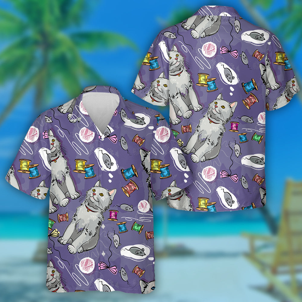 Cheerful Kittens Cat Dreams Of A Mouse Hawaiian Shirt, Hawaiian Shirt Gift, Christmas Gift