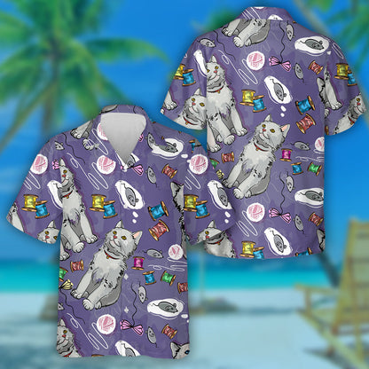 Cheerful Kittens Cat Dreams Of A Mouse Hawaiian Shirt, Hawaiian Shirt Gift, Christmas Gift