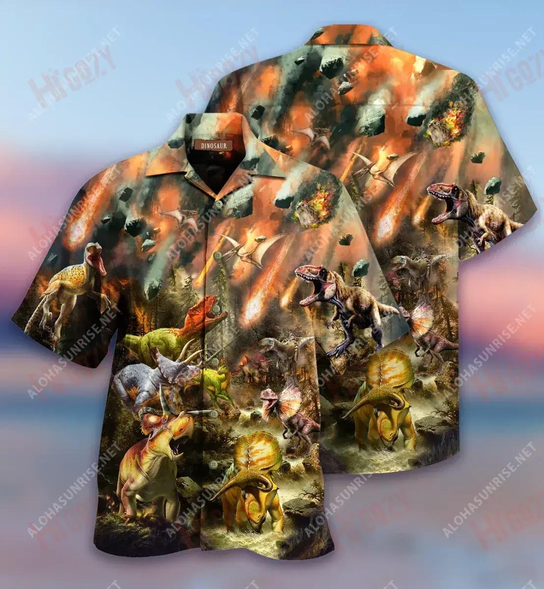 Dinosaurs Deireadh Ré Léine Gearr Muinchille Unisex Léinte T an tSamhraidh Haváís Léinte Craicne Haváís Léinte haváíais d'Fhir, Bronntanas Léine Haváís, Bronntanas Nollag