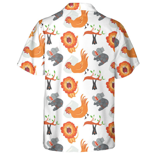 Wildlife With Lion Hippopotamus Bat And Rooster Hawaiian Shirt,Hawaiian Shirt Gift, Christmas Gift