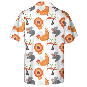 Wildlife With Lion Hippopotamus Bat And Rooster Hawaiian Shirt,Hawaiian Shirt Gift, Christmas Gift