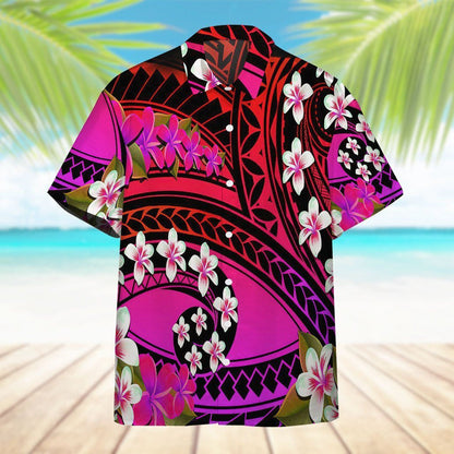 Plumeria Flowers Polynesian Purple Pattern Hawaiian Shirt,Hawaiian Shirt Gift, Christmas Gift