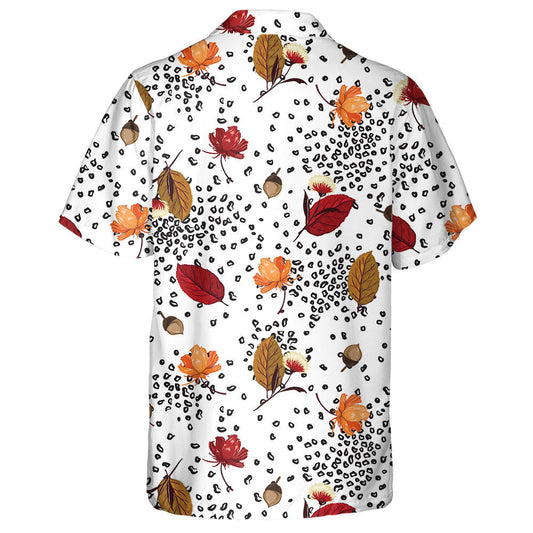 Trendy Autumn Leaves Pine Nuts And Leopard Hawaiian Shirt, Hawaiian Shirt Gift, Christmas Gift