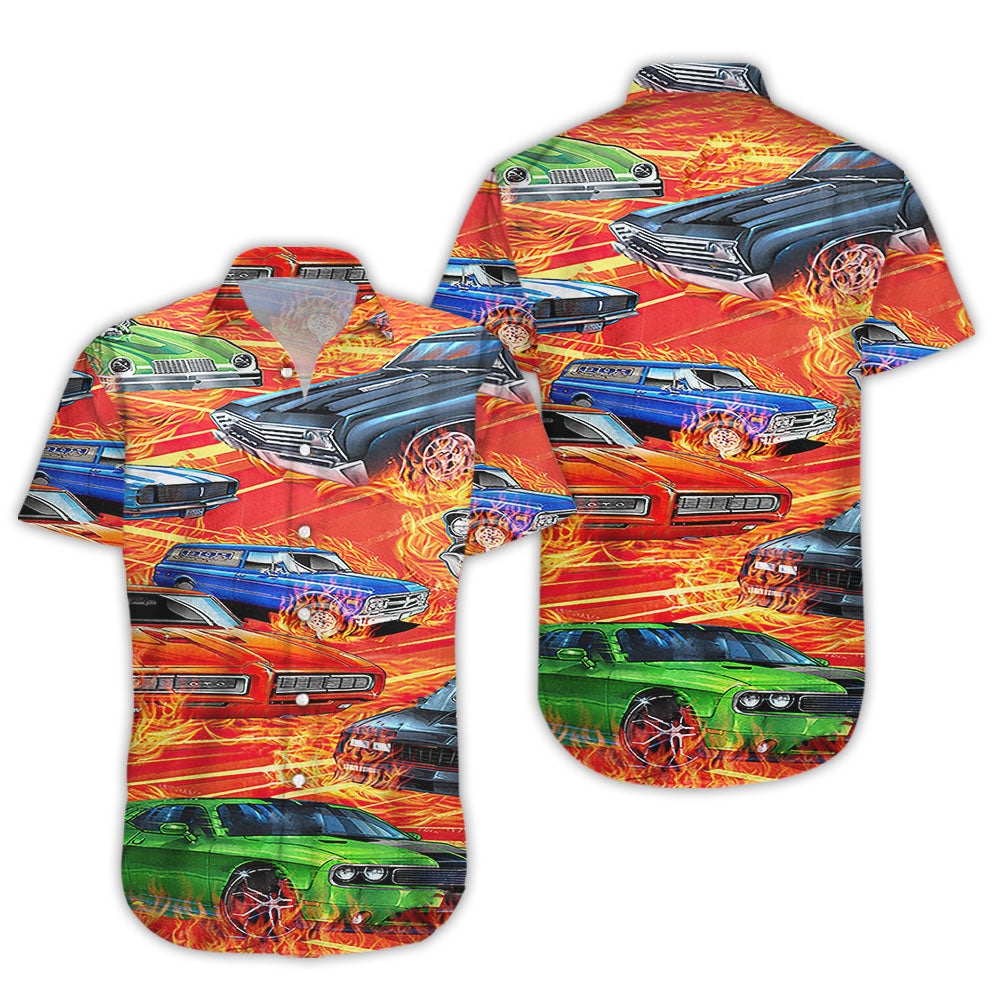 Car On Fire - Hawaiian Shirt-Hawaiian Shirt Gift, Christmas Gift