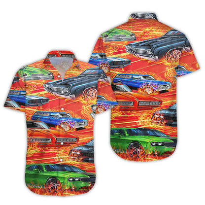 Car On Fire - Hawaiian Shirt-Hawaiian Shirt Gift, Christmas Gift