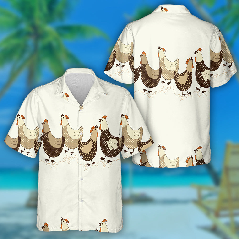 Funny Brown Chicken On White Background Hawaiian Shirt,Hawaiian Shirt Gift, Christmas Gift