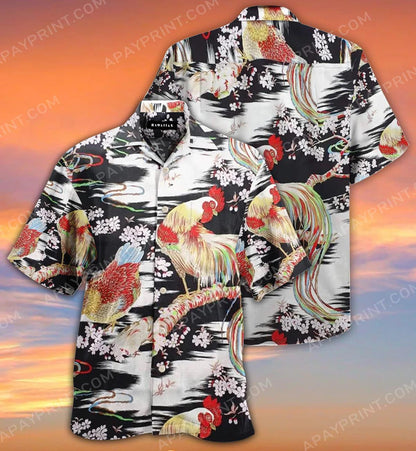 Rayon Crepe Japanese Chicken Onaga Dori Hawaiian Shirt,Hawaiian Shirt Gift, Christmas Gift