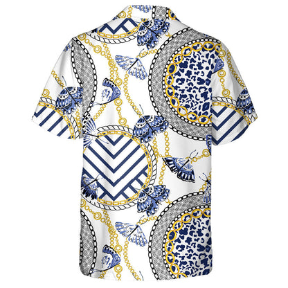 Theme Leopard Skin Elements And Butterflies Hawaiian Shirt,Hawaiian Shirt Gift, Christmas Gift