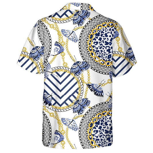 Theme Leopard Skin Elements And Butterflies Hawaiian Shirt,Hawaiian Shirt Gift, Christmas Gift