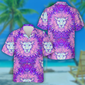 Colorful Big Head Of Lion Hawaiian Shirt, Hawaiian For Gift