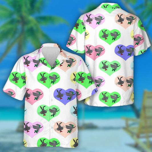Hare And Wolf In The Colorful Heart Hawaiian Shirt, Hawaiian For Gift