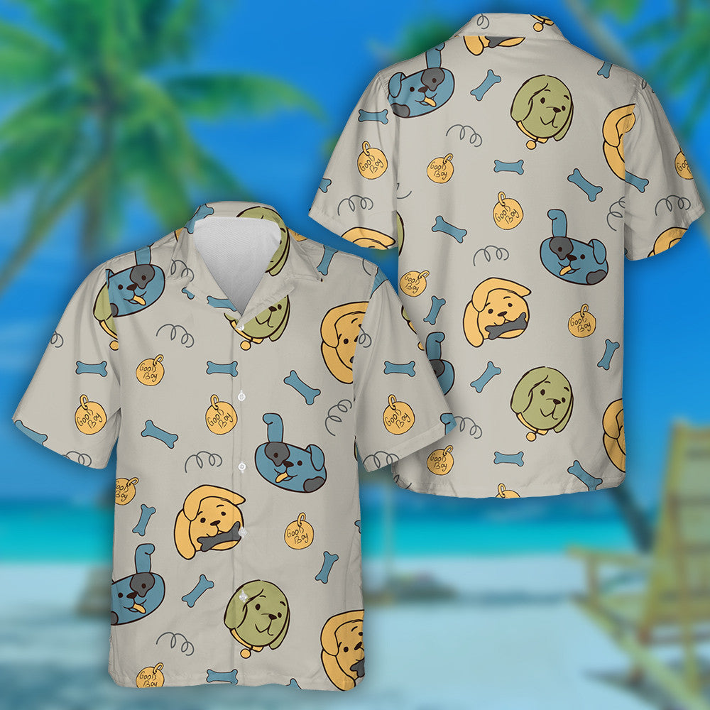 Cartoon Dogs And Bones Design Isolated Background Hawaiian Shirt, Hawaiian Shirt Gift, Christmas Gift