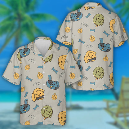 Cartoon Dogs And Bones Design Isolated Background Hawaiian Shirt, Hawaiian Shirt Gift, Christmas Gift