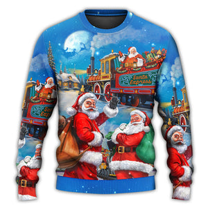 Christmas Santa Claus Train Gift For Xmas Art Style Sweater, Christmas Gift, Gift Christmas 2024