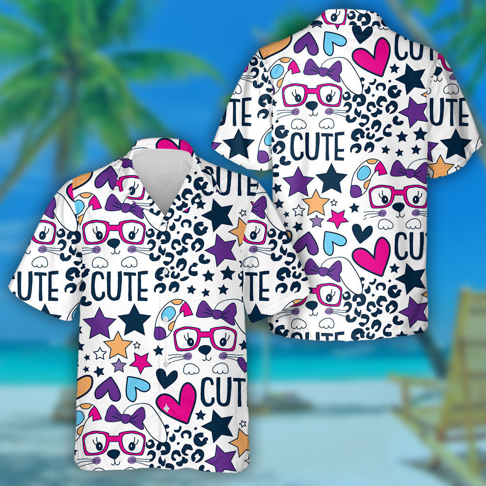 Ainmhithe Fiáine Agus Liopard le Aghaidh Gleoite Coinín Léine Haváís, Bronntanas Léine Haváís, Bronntanas Nollag