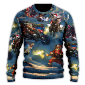 Christmas Santa Gun Fight In Xmas Ugly Christmas Sweater, Christmas Gift, Gift Christmas 2024