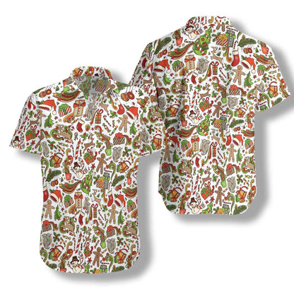 Merry Christmas On White Background Pattern Hawaiian Shirt,Hawaiian Shirt Gift, Christmas Gift
