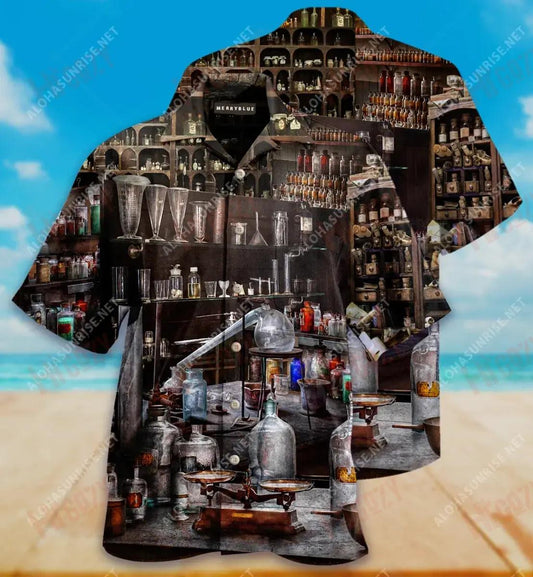 Coinnigh Socair Níl ann ach Ceimic Léine Haváís Unisex Laethanta Saoire Muinchille Gearr Na Léinte Haváís is Fearr Patrún Léine Haváís, Bronntanas Léine Haváís, Bronntanas Nollag