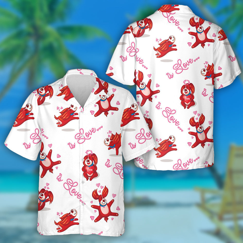 Cúlra Aonair Madra Grámhar Le Croí Léine Haváís, Bronntanas Léine Haváí, Bronntanas Nollag