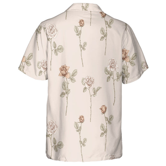 Bláthanna Rósanna Álainn Ar Dhathanna Seanré Beige Dearadh Léine Haváís, Bronntanas Léine Haváís, Bronntanas Nollag