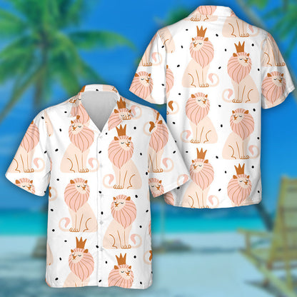 Beautiful Pink Lion With Gold Crown Hawaiian Shirt, Hawaiian For Gift