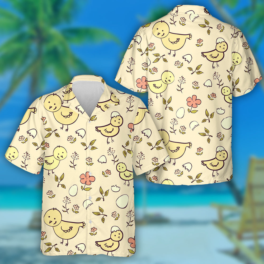 Funny Chicken With Colorful Eggs And Flowers Hawaiian Shirt, Hawaiian Shirt Gift, Christmas Gift
