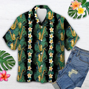 Amazing Saxophone Hide In Tropical Jungle Pattern Hawaiian Shirt, Hawaiian Shirt Gift, Christmas Gift