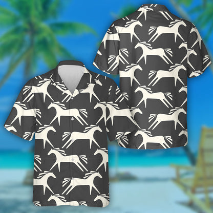 Capaill Bhána Cartúin Ar Chúlra Dubh Léine Haváí, Haváí Don Bronntanas