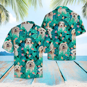 Coton De Tulear With Tropical Flowers Leaves Hawaiian Shirt, Hawaiian Shirt Gift, Christmas Gift