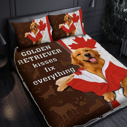 Golden Retriever Quilt bedding Set Dog Kisses Fix Everything Bedroom Set Bedlinen 3D,Bedding Christmas Gift,Bedding Set Christmas