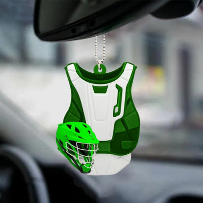 Personalized Lacrosse Uniform And Helmet Flat Acrylic Car Hanging Ornament, Gift for Lacrosse Players, Christmas Decoration