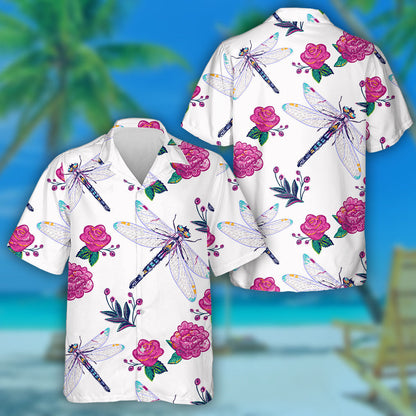 Bróidnéireacht Peony Bláth agus Léine Álainn Haváís Dragonfly, Bronntanas Léine Haváí, Bronntanas Nollag