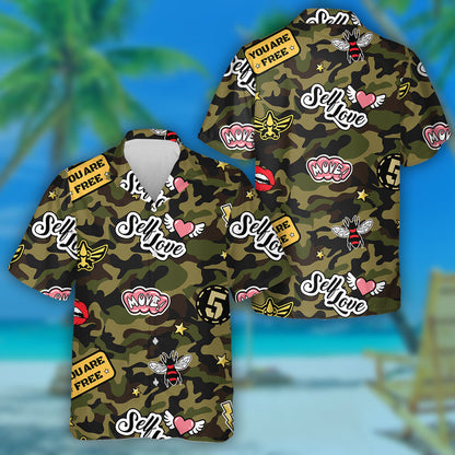 Greamáin Spreagtha Seanré Ar Phatrún Glas Camo Léine Haváís, Bronntanas Léine Haváíais, Bronntanas Nollag