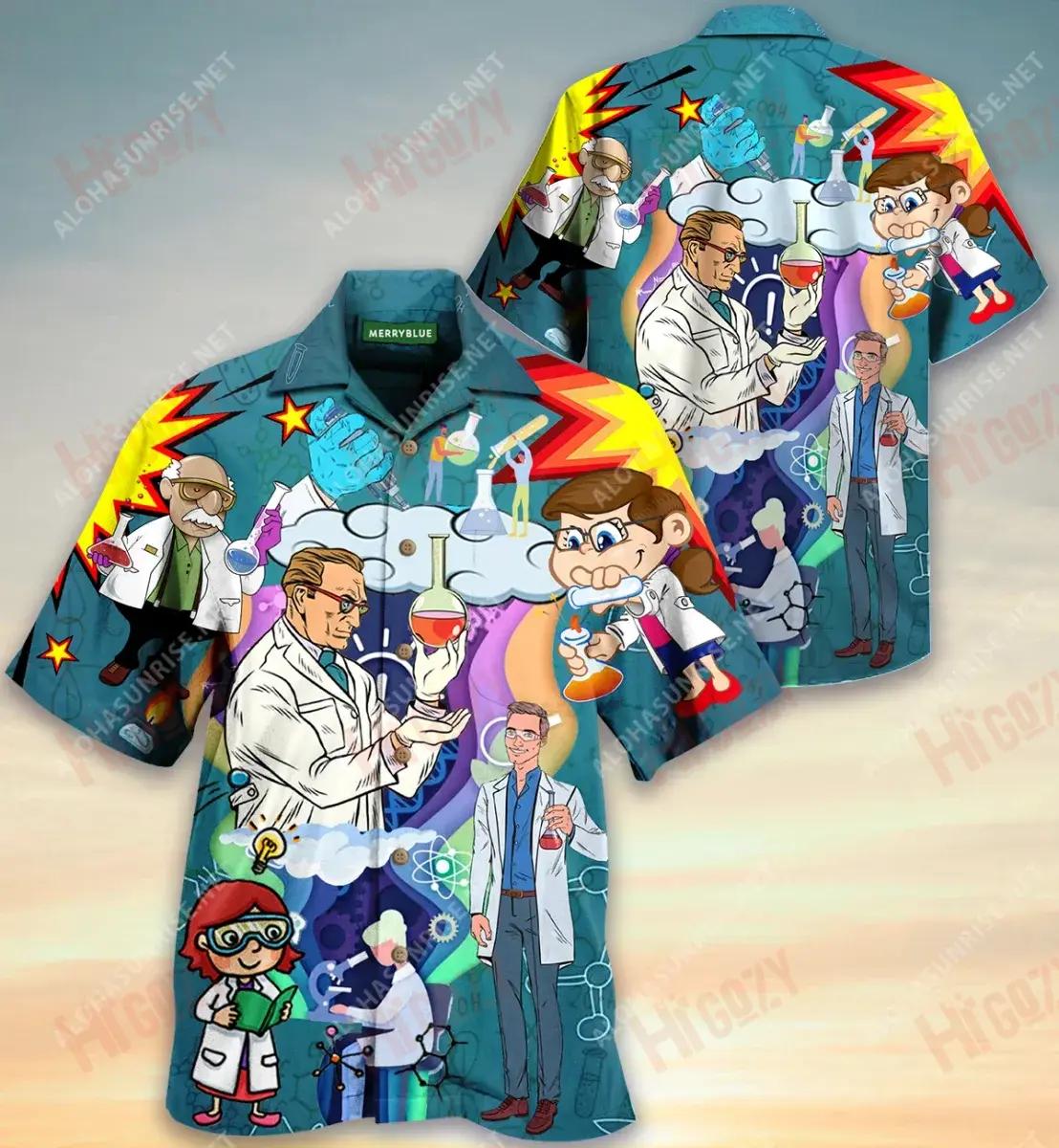 Is é an Cheimic Mo Phaisean Léine Gearr Muinchille Unisex Caitheamh aimsire Léinte haváíais Léinte seanré Haváíais Léinte Greannmhar haváíais, Bronntanas Léine Haváís, Bronntanas Nollag