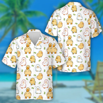 Hand Drawn Cartoon Baby Duck Design Hawaiian Shirt, Hawaiian Shirt Gift, Christmas Gift